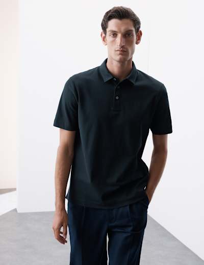 Pure Cotton Textured Polo Shirt