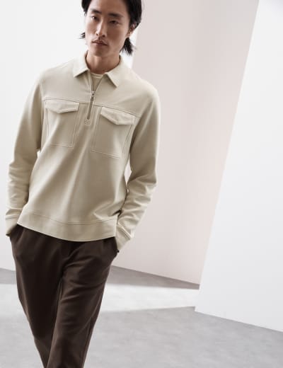 M&s long sleeve polo shirt sales