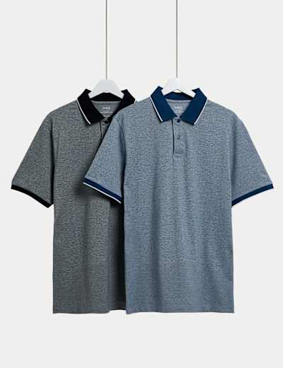 Cotton Rich Half Zip Long Sleeve Polo Shirt | ONLY & SONS | M&S