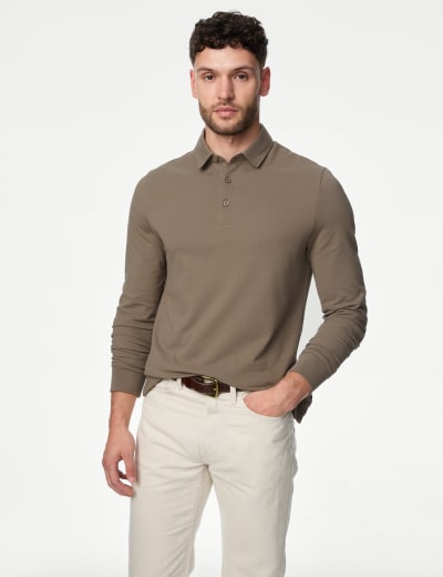 Long sleeve polo shirt marks and spencer outlet
