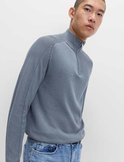 Pure Extra Fine Merino Wool Half Zip Jumper | Autograph | M&S