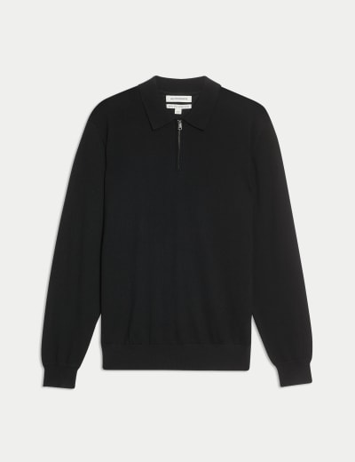 Black merino polo cheap