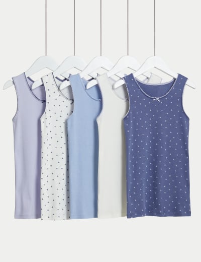 5pk Pure Cotton Vests 2 14 Yrs M S Collection M S