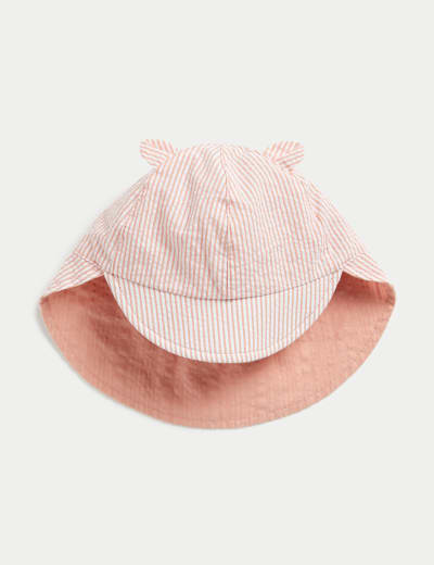 Pure Cotton Embroidered Sun Hat 0 1 Yrs M S Collection M S