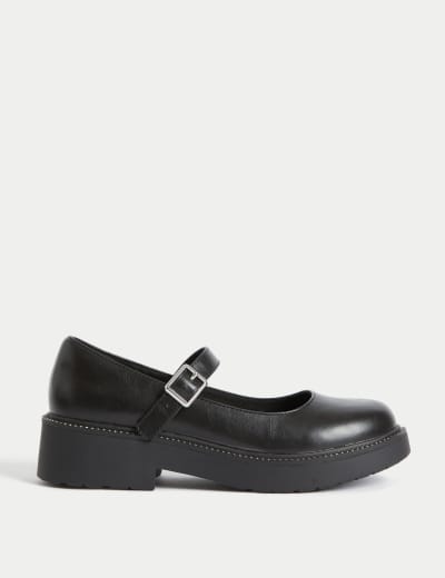 Kids Leather Wedge Mary Jane School Shoes 2 Large 7 Large M S Collection M S