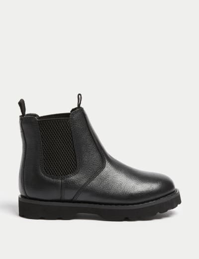 Leather Side Zip Brogue Casual Boots M S Collection M S