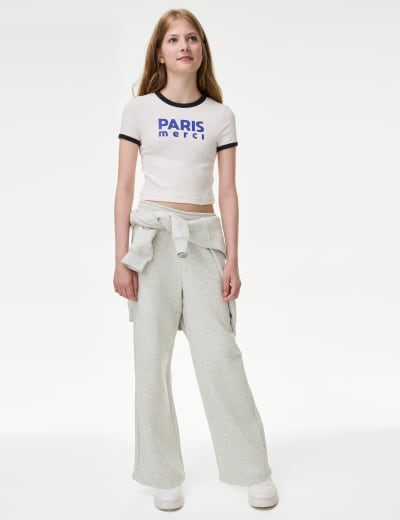 Cotton Rich Wide Leg Joggers 6 16 Yrs M S Collection M S