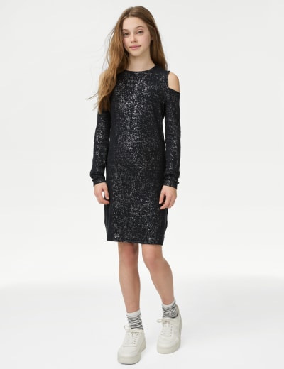 Velvet cold shoulder dress outlet