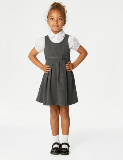 Girls Jersey Frilled School Pinafore 2 12 Yrs M S Collection M S