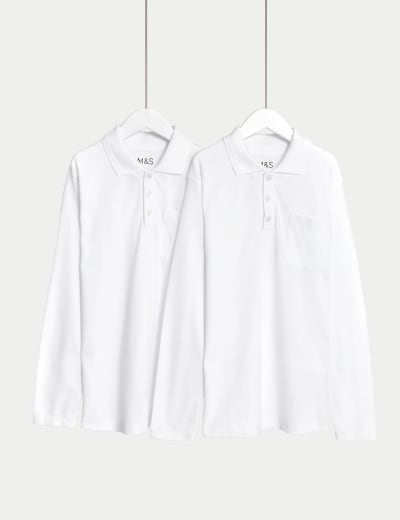 2pk Unisex Easy Dressing School Polo Shirts 3 18 Yrs M S Collection M S