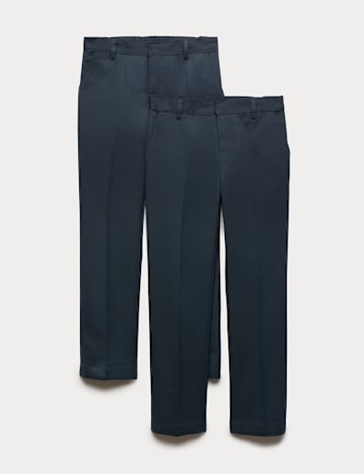 2pk Boys' Slim Leg Stretch School Trousers (2-18 Yrs)