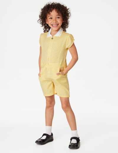 Girls Pure Cotton Gingham School Dress 2 14 Yrs M S Collection M S