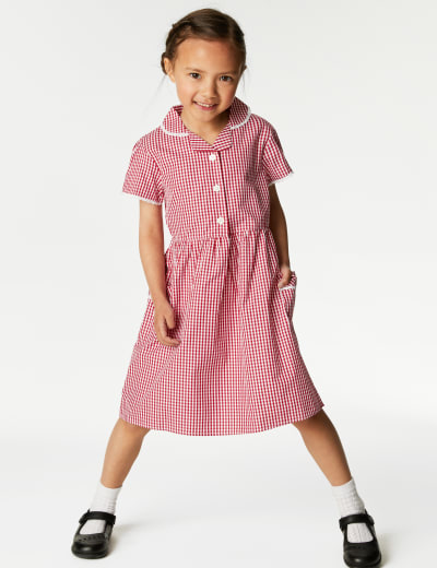 2pk Girls Cotton Plus Fit School Dresses 4 14 Yrs M S Collection M S