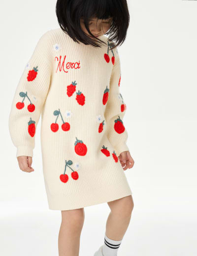 Cherry Knitted Dress (2-8 Yrs) | M&S Collection | M&S Cherry Knitted Dress (2-8 Yrs) | M&S Collection | M&S