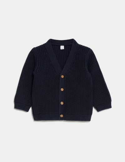 Pure Cotton Knitted Textured Cardigan 0 3 Yrs M S Collection M S