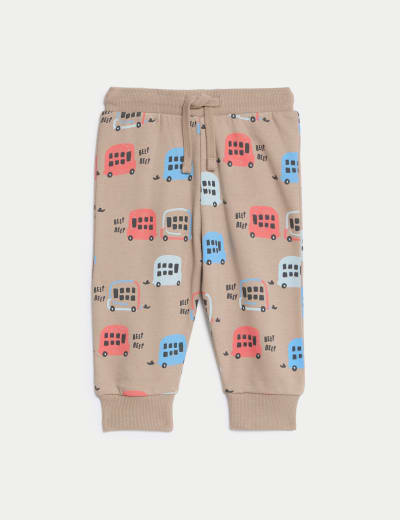 Cotton Rich Striped Dinosaur Joggers 0 3 Yrs M S Collection M S