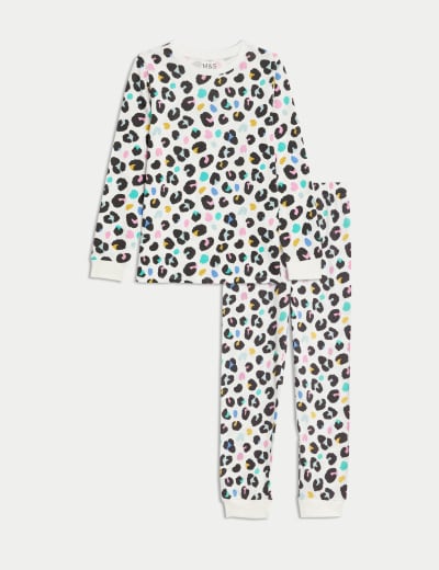 Pure Cotton Leopard Print Pyjamas 7 14 Yrs M S Collection M S