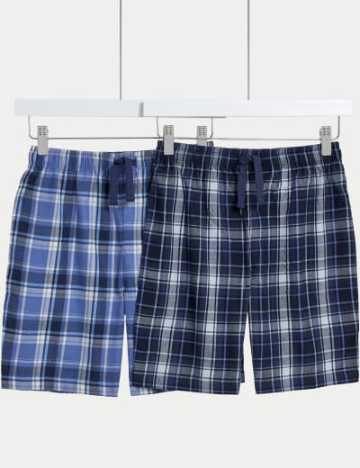 2pk Cotton Rich Checked Pyjama Sets 6 16 Yrs M S Collection M S