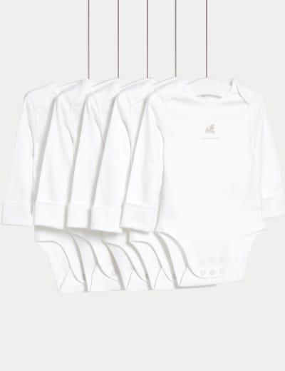 7pk Pure Cotton Long Sleeve Bodysuits 5lbs 3 Yrs M S Collection M S