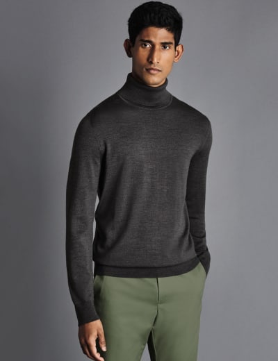 Pure Merino Wool Roll Neck Jumper Charles Tyrwhitt M S