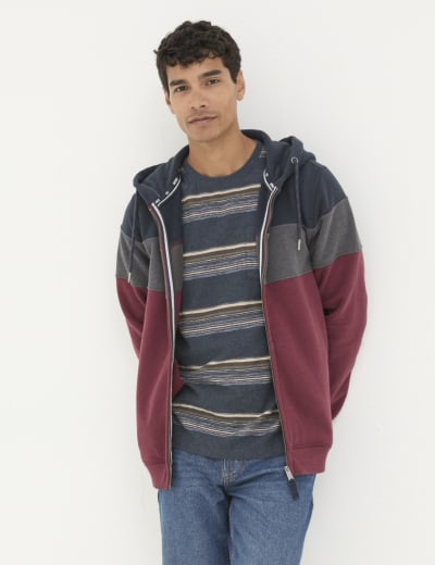 Cotton Rich Colour Block Zip Up Hoodie Superdry M S