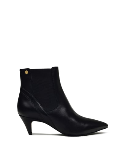 Leather Kitten Heel Pointed Ankle Boots Clarks M S