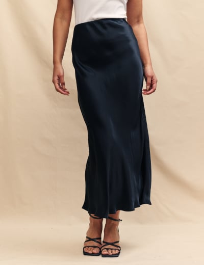 Satin Midi A Line Skirt Live Unlimited London M S