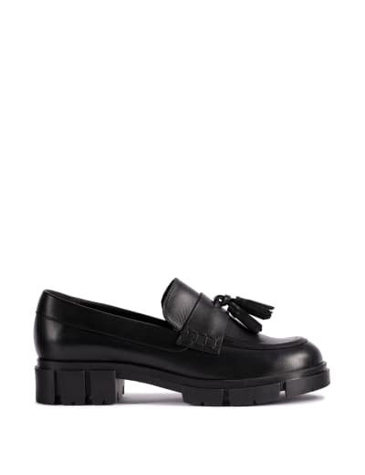 Leather Chunky Block Heel Loafers Clarks M S