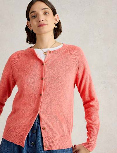 新品同様 Knit Cable Belted M&S | Stuff White | Wool with Cardigan Wrap トップス
