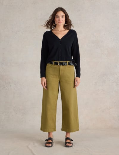 White cropped trousers m&s on sale
