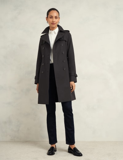 Petite Cotton Rich Double Breasted Trench Coat M S Collection M S