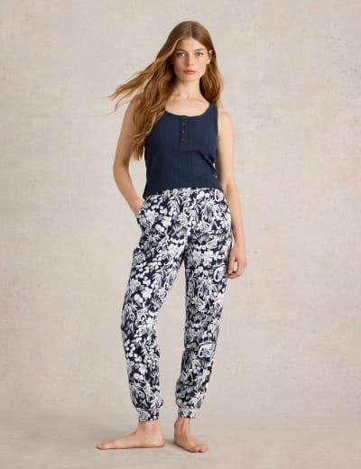 Pure Cotton Checked Cuffed Hem Pyjama Bottoms FatFace M S