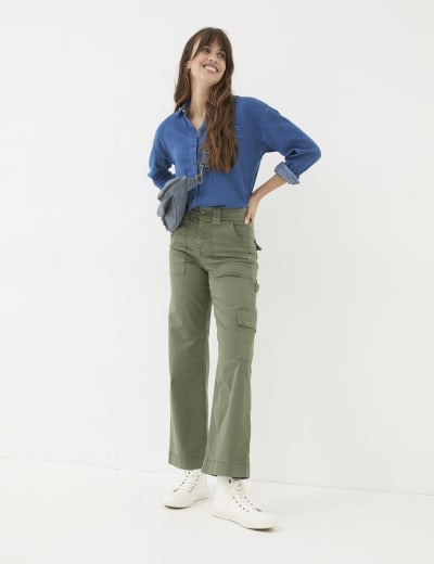 Cord Pleat Front Relaxed Trousers with Modal Per Una M S