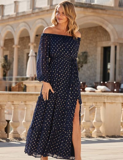 Bardot polka dot wrap dress discount