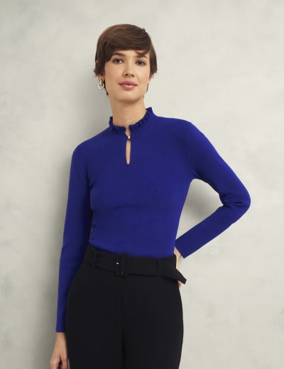 knuth marf high neck long knit vest/navy（Navy Cable Knit