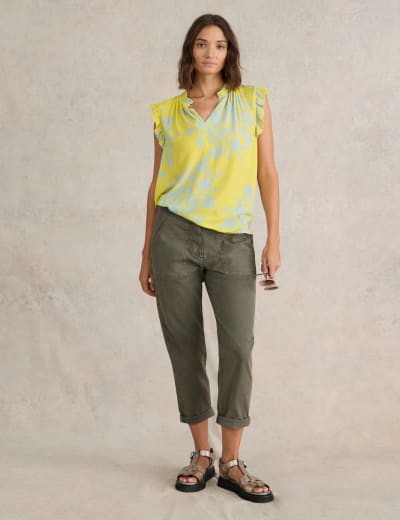 Cotton Blend Slim Fit Cropped Trousers M S Collection M S
