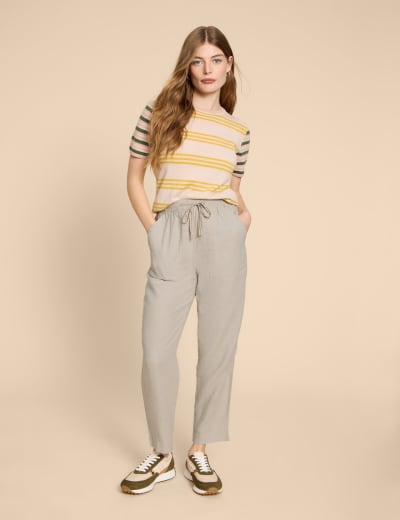 Cotton Blend Slim Fit Cropped Trousers M S Collection M S