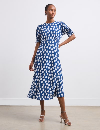 Blue polka dot tea dress shop