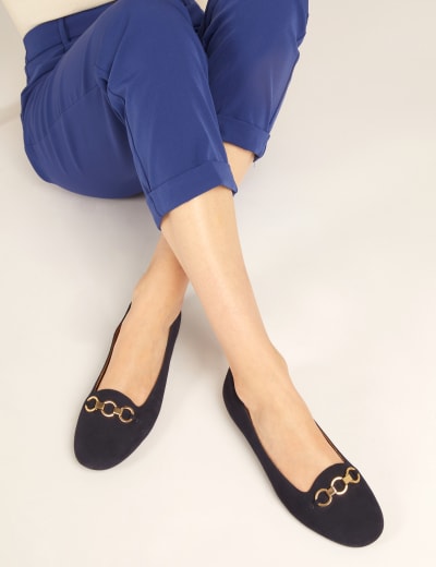 Wide Fit Leather Ballet Pumps M S Collection M S