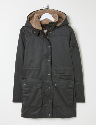 Stormwear Waxed Faux Fur Lined Hooded Parka M S Collection M S