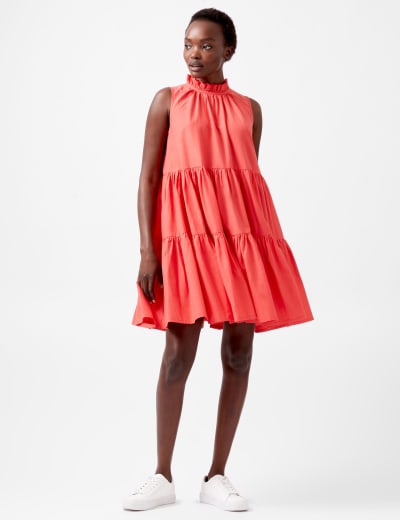 Faux Leather Belted Midi Swing Dress SOSANDAR M S