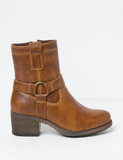 Wide Fit Leather Flat Ankle Boots M S Collection M S