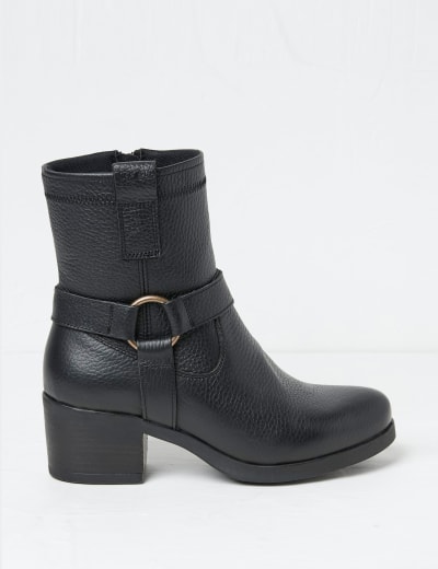 Leather Buckle Flatform Ankle Boots M S Collection M S