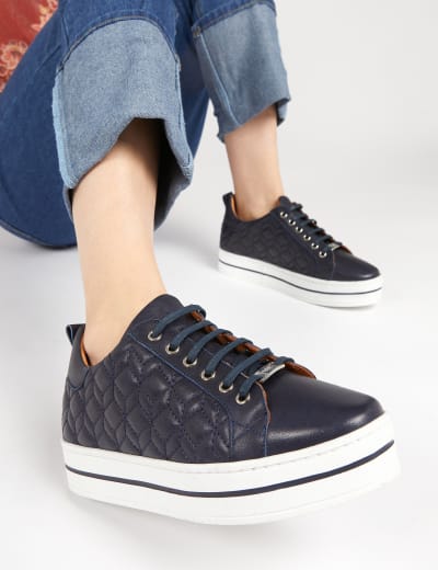 Leather Stripe Trainers M S Collection M S