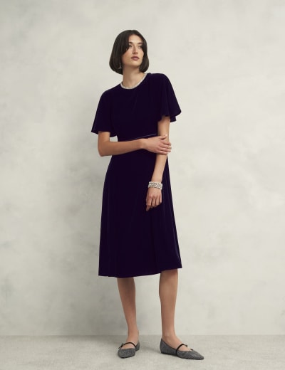 Linen Rich Embroidered Tie Waist Midi Dress M S Collection M S