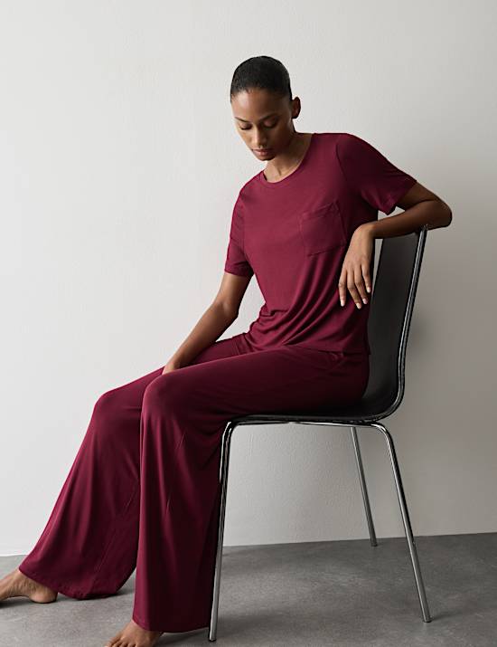 Modal Rich Short Sleeve Pyjama Top & Bottom Set