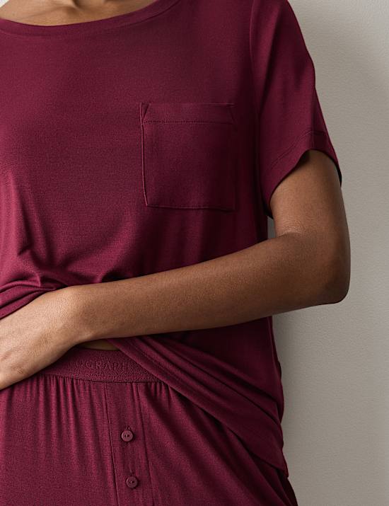 Modal Rich Short Sleeve Pyjama Top & Bottom Set
