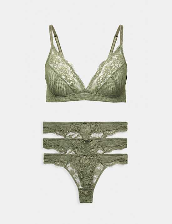 Jasmine Lace Non Wired Plunge Bra Set A-E