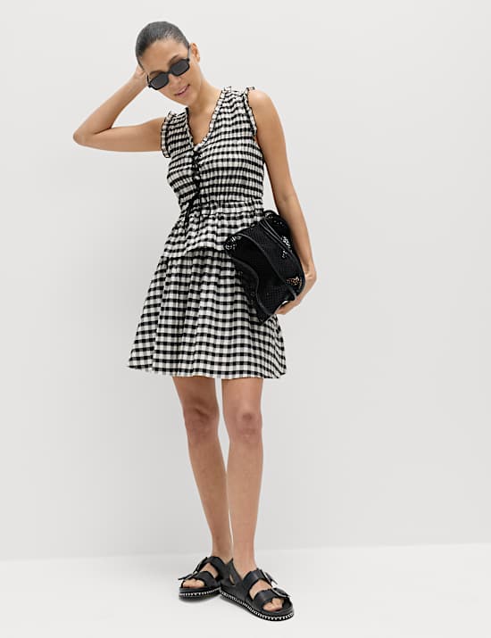 Set van top met Gingham-ruit en rok