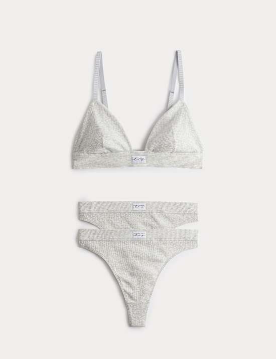 Juni Cotton Rib Non Wired Bralette Set A-E